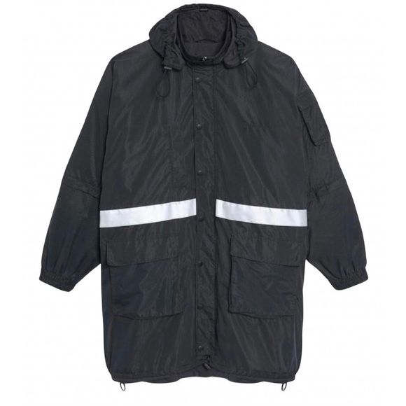 NWT Balenciaga Black Reflective Stripe Padded Lining Parka - Picture 2 of 14